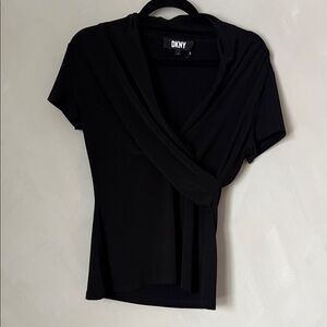 DKNY Women's Elegant Black Short Sleeve Blouse